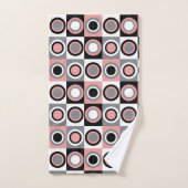 Cirkels roze grijs wit retro patroon bad handdoek (Handdoek)