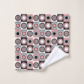 Cirkels roze grijs wit retro patroon bad handdoek (Wasdoekje)