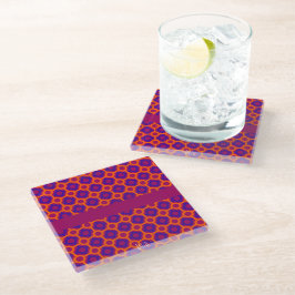 Cirkels Sinaasappel Violet Minimal Pattern Glazen Onderzetter