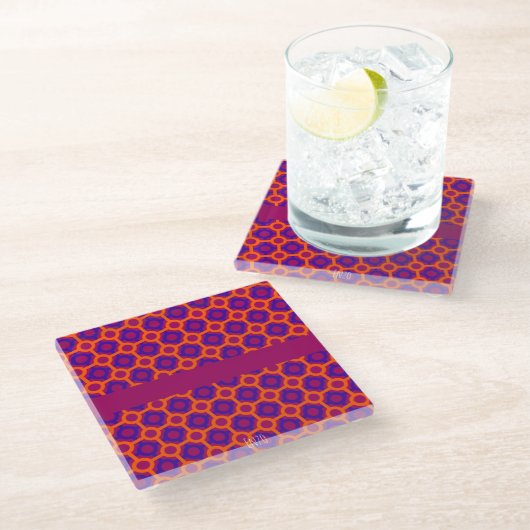 Cirkels Sinaasappel Violet Minimal Pattern Glazen Onderzetter (Schuin)