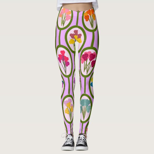 cirkels van bloemen leggings (Voorkant)