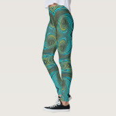 Cirkels van Zwart Turquoise Groen goud Leggings (Links)