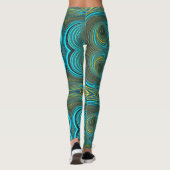 Cirkels van Zwart Turquoise Groen goud Leggings (Achterkant)
