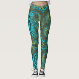 Cirkels van Zwart Turquoise Groen goud Leggings