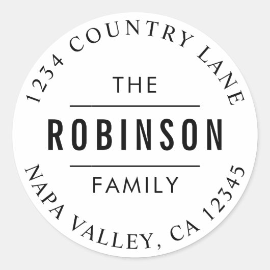 Cirkelscript | Creëer Uw eigen retouradres Ronde Sticker (Voorkant)