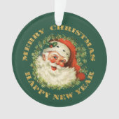 Cirkeltekst retro Santa Persoonlijk Ornament (voorkant)
