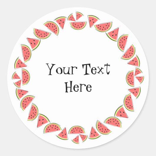 Cirkeltekst watermeloenen ronde sticker (Voorkant)