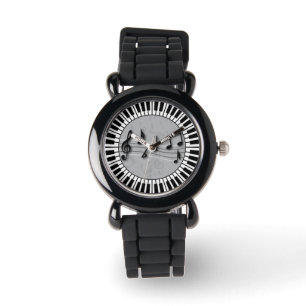 Cirkeltoetsen van Piano met muzieknotitiecentrum Horloge