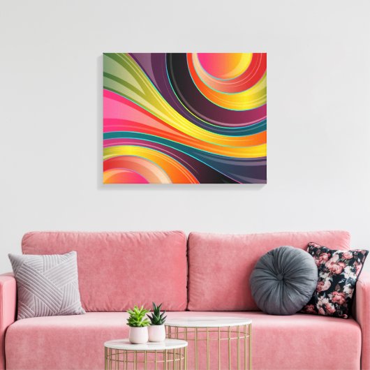 cirkelvormig abstract omwikkeld canvas (Insitu (Woonkamer))