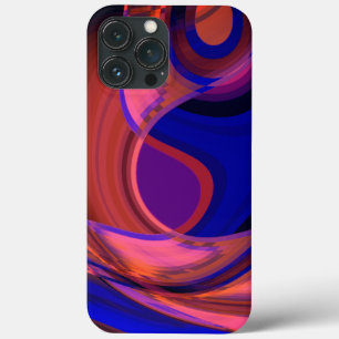 Cirkelvormige en gebogen vormen in royal blue naar iPhone 13 pro max hoesje