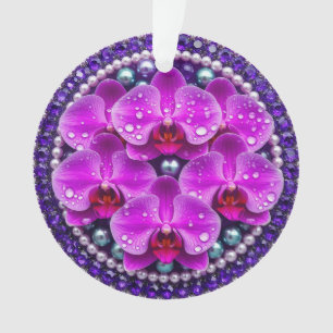 Cirkelvormige paarse orchidee bloemstuk ornament