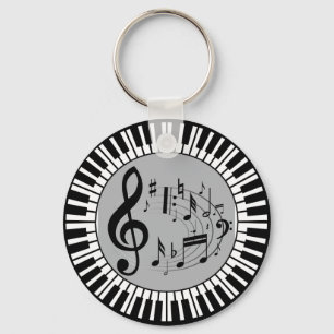 cirkelvormige pianosleutels en -Muzieknoten Sleutelhanger
