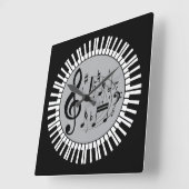 cirkelvormige pianosleutels en -Muzieknoten Vierkante Klok (Hoek)
