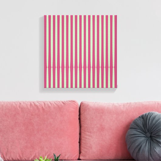 Cirkelvormige strepen in limoen en rood. canvas afdruk (Insitu (Woonkamer))