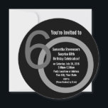 Cirle Round Numbers 60th Birthday Party Invitation<br><div class="desc">La forme ronde distingue vraiment ce style contemporain. Cool moderne noir et gris 60e anniversaire invitation,  dispose de grands nombres six et zéro,  avec votre texte de fête personnalisée à l'intérieur du zéro. Invitations amis et famille à votre monumental jalon fête!</div>