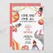 Cirque/Carnaval Thème Enfants Invitations (Devant / Derrière)