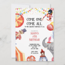 Cirque/Carnaval Thème Enfants Invitations