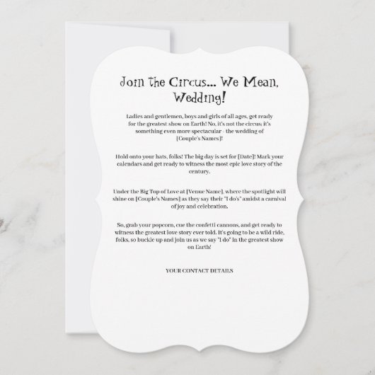 Cirque de l'Amour : Drôle Modèle Faire-part de mar (Devant)