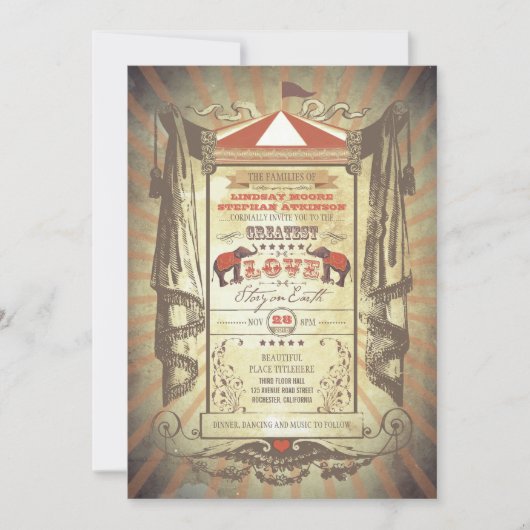 Cirque du Carnaval des éléphants Invitations de ma (Devant)