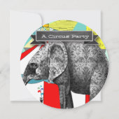 Cirque Elephant Anniversaire Fête Invitation Bunit (Dos)
