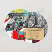 Cirque Elephant Anniversaire Fête Invitation Bunit (Devant / Derrière)