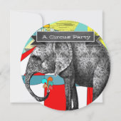 Cirque Elephant Anniversaire Fête Invitation Bunit (Dos)