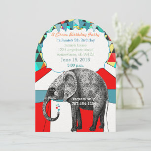 Cirque Elephant Anniversaire Fête Invitation Bunit