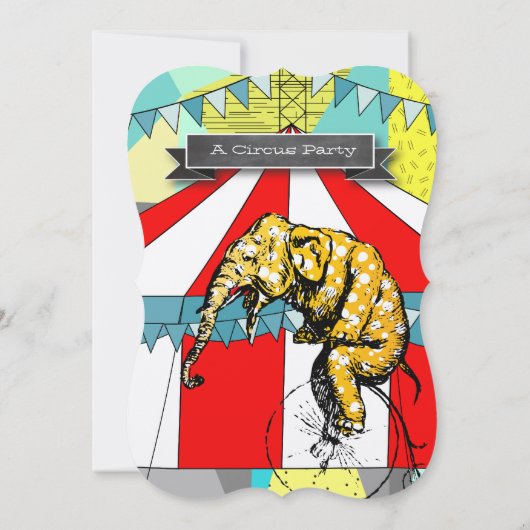 Cirque Elephant Anniversaire Fête Invitation Bunit (Dos)