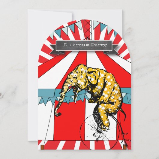 Cirque Elephant Anniversaire Fête Invitation Bunit (Dos)