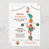 Cirque Invitation de deuxième anniversaire (Devant / Derrière)
