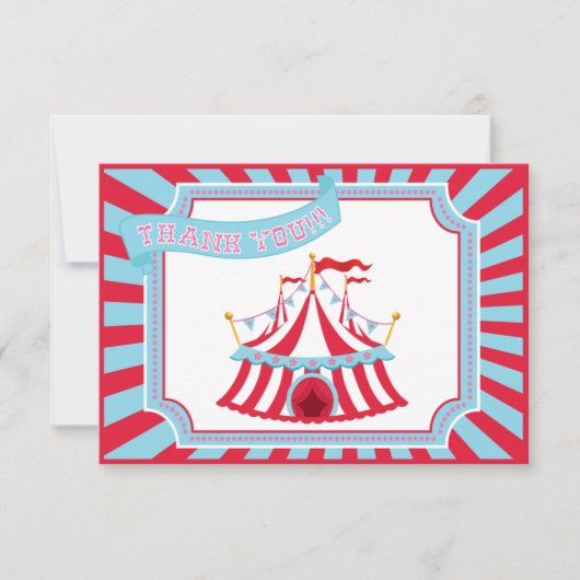 Cirque ou tente de carnaval - cartes de Merci (Devant)