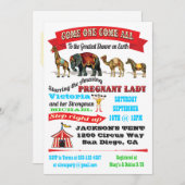 Cirque vintage Animaux Bébé Douche Invitations (Devant / Derrière)