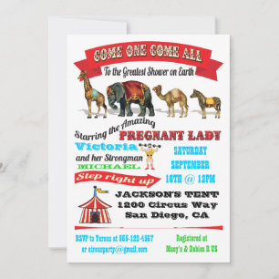 Cirque vintage Animaux Bébé Douche Invitations
