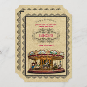 Cirque vintage Baby Shower Invitations Carnaval
