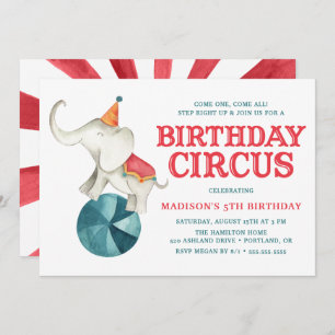 Cirque vintage   Invitation de fête d'anniversaire