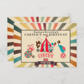 Cirque vintage Merci d'anniversaire personnalisé (Devant / Derrière)