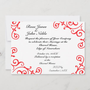 Cirrus Ivory (Ruby) Wedding Invitation Kaart