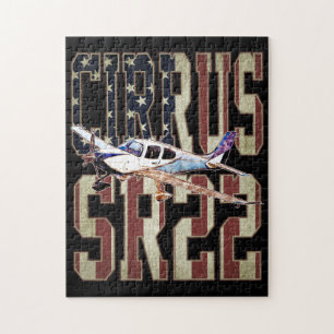 Cirrus SR22 Vliegtuig  Vlag van de Verenigde State Legpuzzel