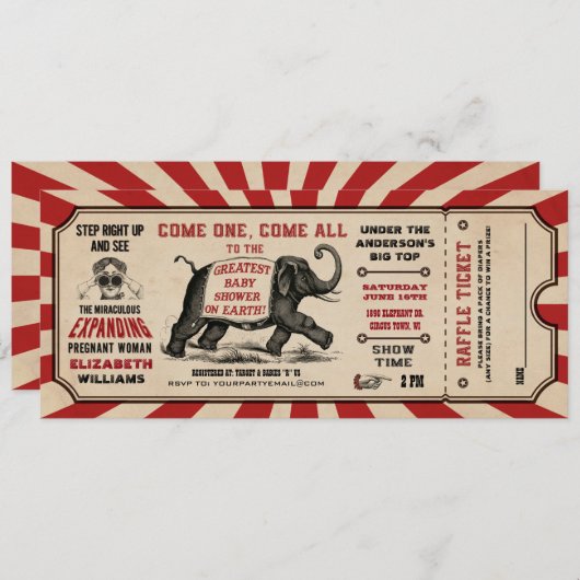 Cirus Baby shower Billets Invitations Raffin (Devant / Derrière)