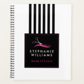 Ciseaux à cheveux rose chaud et bandes noires (Devant)