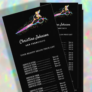 ciseaux colorés coiffeur liste noire liste de prix