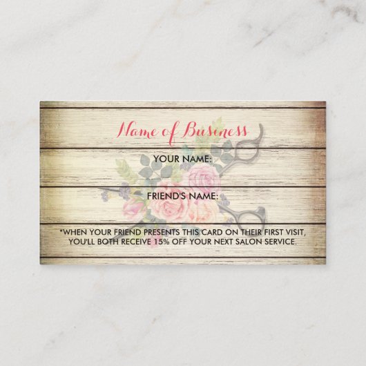 Ciseaux de bois de charme et carte de Rose (Dos)