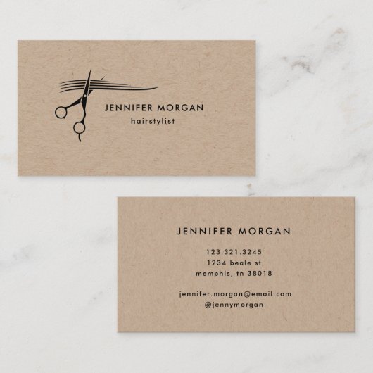 Ciseaux de coiffure Carte de visite Kraft (Devant / Derrière)