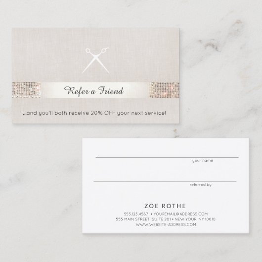 Ciseaux de séquin de référence client du salon de  (Devant / Derrière)