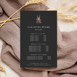 Ciseaux or rose | Prix et services du salon<br><div class="desc">Elégant design de prospectus pour salons de cheveux ou stylistes affiche vos services ou la liste de prix en lettres blanches classiques sur un arrière - plan gris fusain orné d'une paire de ciseaux fleuris en feuille d'or faux rose. Comprend trois en-têtes personnalisables et des champs de texte de corps,...</div>