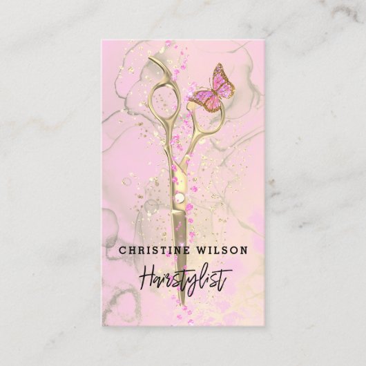 ciseaux papillon éclaboussures carte de visite (Devant)
