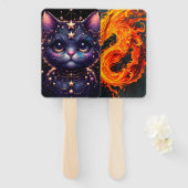 Cismic kitty and fiery drgain hand fan handwaaier (Voorkant en achterkant)