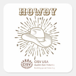 CISV Austin Howdy Vierkante Sticker