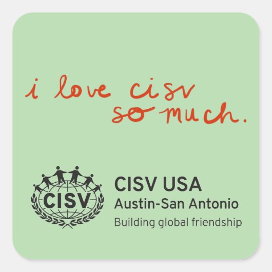 CISV Austin "J'aime CISV tellement." Autocollants (Devant)
