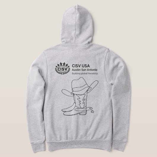 CISV Austin Mannen Zipper Hoodie met ATX Bat Motif (Laag Achter)